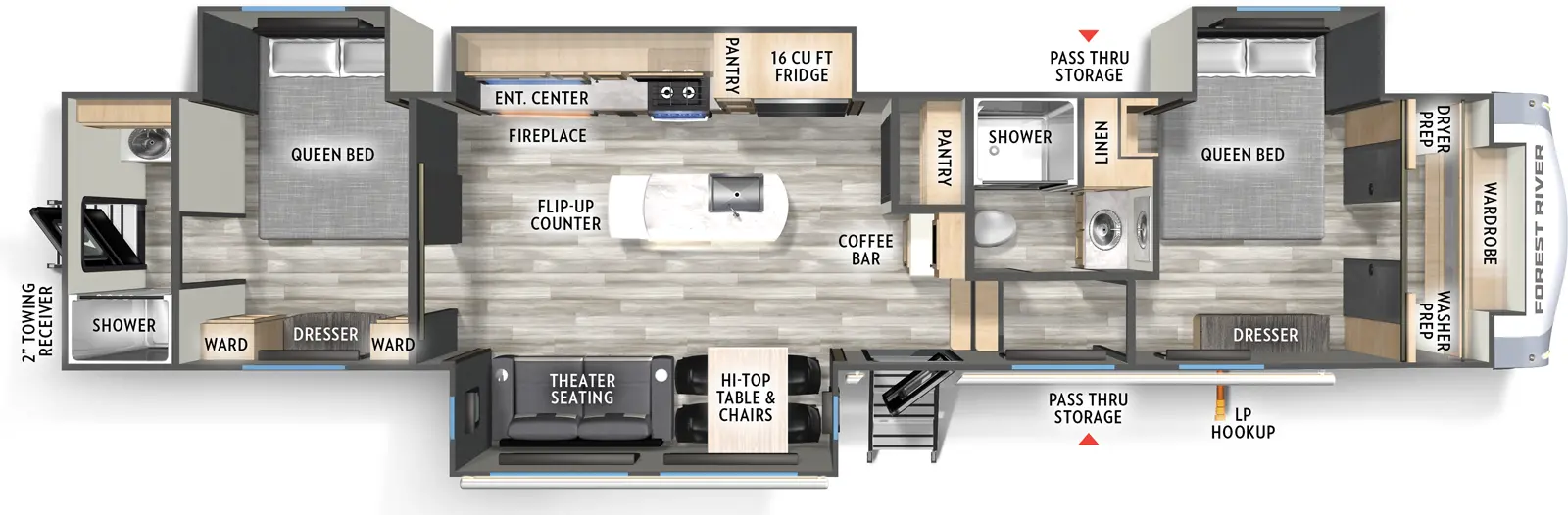 Wildcat Fifth Wheels 402BEDS Floorplan